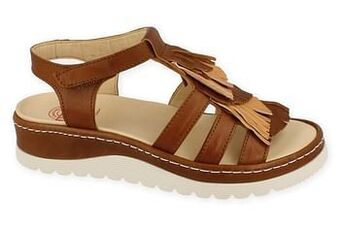 Berca Shoes Brako Sandaal Dames Anatomics Uitneembaar Voetbed - Cognac aanbieding