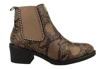 Berca Shoes Mode-Mania Enkellaars Dames Trend Slangenprint - Taupe aanbieding