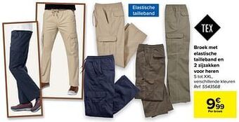 Carrefour Broek met elastische tailleband en 2 zijzakken voor heren aanbieding