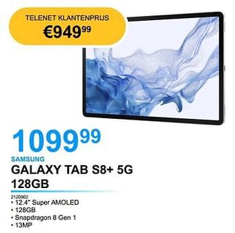 EHBO PC Samsung galaxy tab s8+ 5g 128gb aanbieding