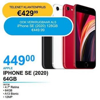 EHBO PC Apple iphone se 2020 64gb aanbieding