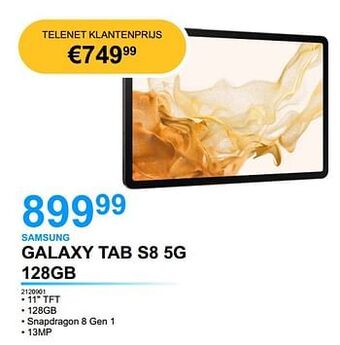 EHBO PC Samsung galaxy tab s8 5g 128gb aanbieding