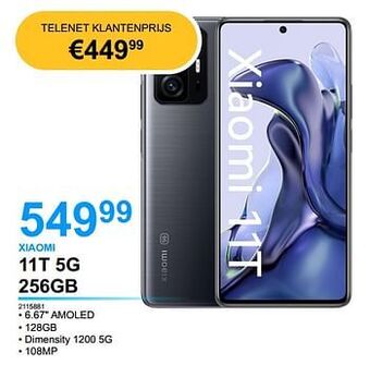 PCS Knokke Xiaomi 11t 5g 256gb aanbieding