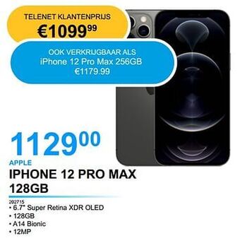 Elektro Van Assche Apple iphone 12 pro max 128gb aanbieding