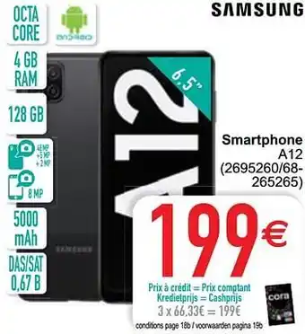 Cora Samsung smartphone a12 128GB 6.5" aanbieding
