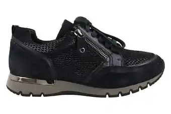 Berca Shoes Caprice Sneaker Laag Dames Comfort Topper F Wijdte Functionele Rits - Blauw aanbieding