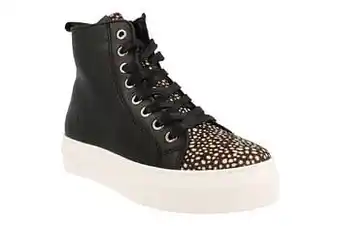 Berca Shoes Maruti Bottine Dames Volledig Leder Trend Dierenprint - Zwart aanbieding