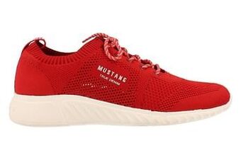 Berca Shoes Mustang Sneaker Laag Dames Sneakersock - Rood aanbieding