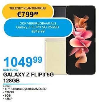 EHBO PC Samsung galaxy z flip3 5g 128gb aanbieding