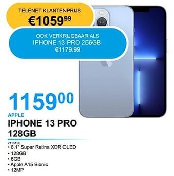 EHBO PC Apple iphone 13 pro 128gb aanbieding