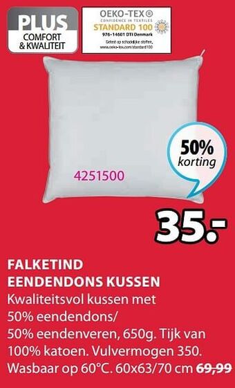 Jysk Falketind eendendons kussen aanbieding