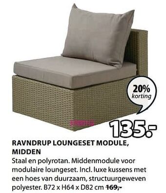 Jysk Ravndrup loungeset module, midden aanbieding