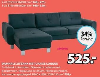 Jysk Damhale zitbank met chaise longue aanbieding