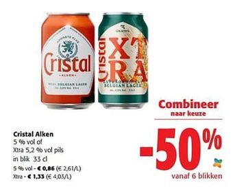 Colruyt Cristal alken 5 % vol of xtra aanbieding