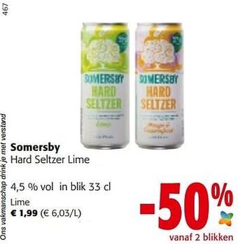 Colruyt Somersby hard seltzer lime aanbieding