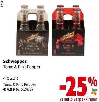 Colruyt Schweppes tonic + pink pepper aanbieding