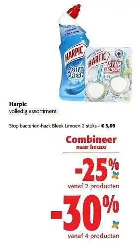 Colruyt Harpic stop bacteriën-haak bleek limoen aanbieding