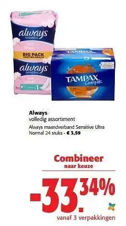 Colruyt Always maandverband sensitive ultra normal aanbieding