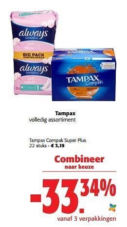 Colruyt Tampax compak super plus aanbieding