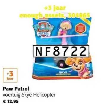 Colruyt Paw patrol voertuig skye helicopter aanbieding