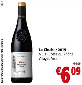 Colruyt Le clocher 2019 a.o.p. côtes du rhône villages visan aanbieding