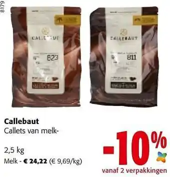 Colruyt Callebaut callets van melk aanbieding