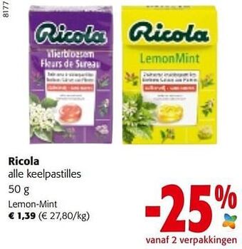 Colruyt Ricola lemon-mint aanbieding