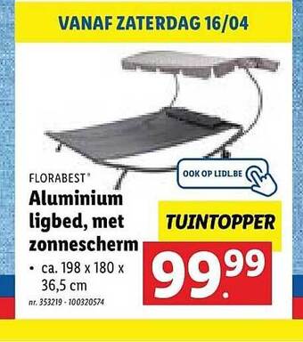Lidl Florabest Aluminium Ligbed Met Zonnescherm aanbieding