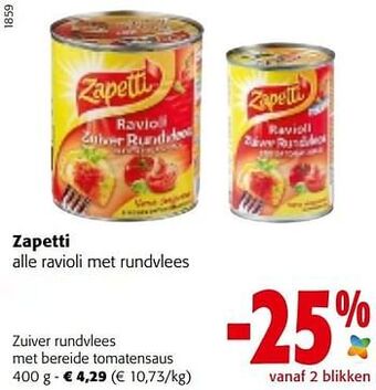 Zapetti zuiver rundvlees met bereide tomatensaus