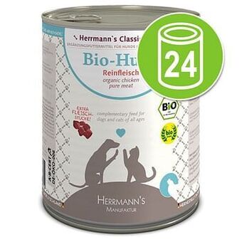 Zooplus 24x800g Herrmann’s Vlees Puur Bio kip puur Hondenvoer aanbieding