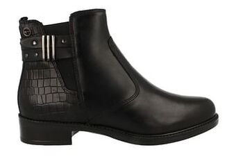 Berca Shoes Tamaris Enkellaars Dames Volledig Leder - Zwart aanbieding