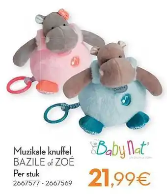 Cora Muzikale knuffel bazile of zoé aanbieding