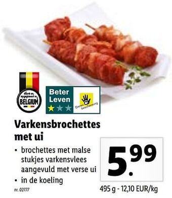 Lidl Varkensbrochettes met ui aanbieding