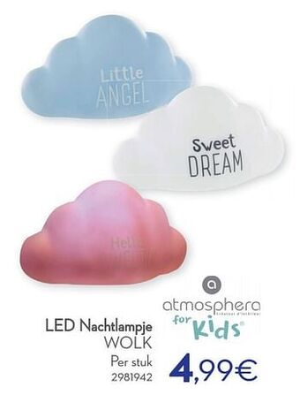 Cora Led nachtlampje wolk aanbieding