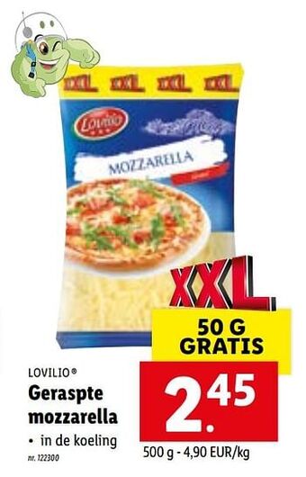 Lidl Geraspte mozzarella aanbieding