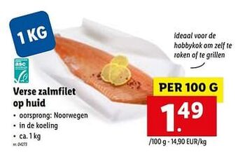 Lidl Verse zalmfilet op huid aanbieding