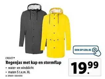 Lidl Regenjas met kap en stormflap aanbieding