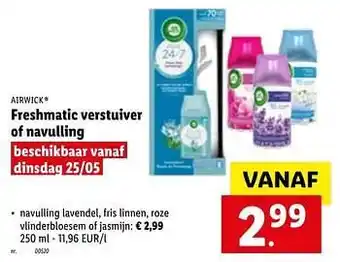 Lidl Navulling lavendel, fris linnen, roze vlinderbloesem of jasmijn aanbieding