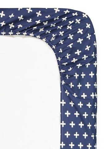 HEMA HEMA Hoeslaken 90x200 Zacht Katoen Plusjes Blauw aanbieding