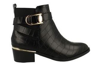 Berca Shoes Sprox Enkellaars Plat Dames Vegan Trend Dierenprint - Zwart aanbieding