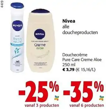 Colruyt Nivea douchecrème pure care creme aloe aanbieding
