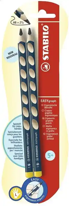 Dreamland STABILO houten grafietpotlood EASYgraph voor linkshandigen - 2 stuks aanbieding
