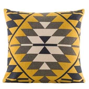 Leen Bakker Sierkussen Alina - okerkleur/grijs - 45x45 cm aanbieding
