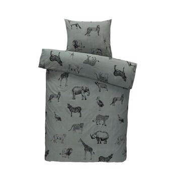 Leen Bakker Comfort dekbedovertrek Teun - grijsgroen - 140x200 cm aanbieding