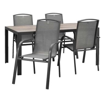 Leen Bakker Le Sud tuinset Cannes Tarbes - antracietkleur - stapelstoel - 5-delig aanbieding
