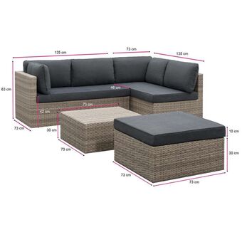Leen Bakker Loungeset Malaga - grijs - 4-delig aanbieding