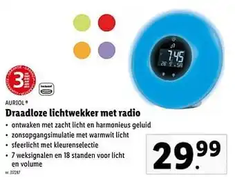 Lidl Auriol draadloze lichtwekker met radio aanbieding
