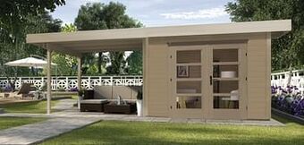 Brico Weka tuinhuis met overkapping 126 Type B GR1 240x645cm aanbieding