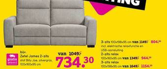 Leen Bakker Zetel James 2 Zits aanbieding