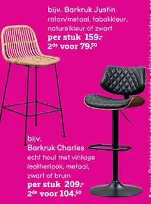 Leen Bakker Barkruk Justin, Barkruk Charles aanbieding